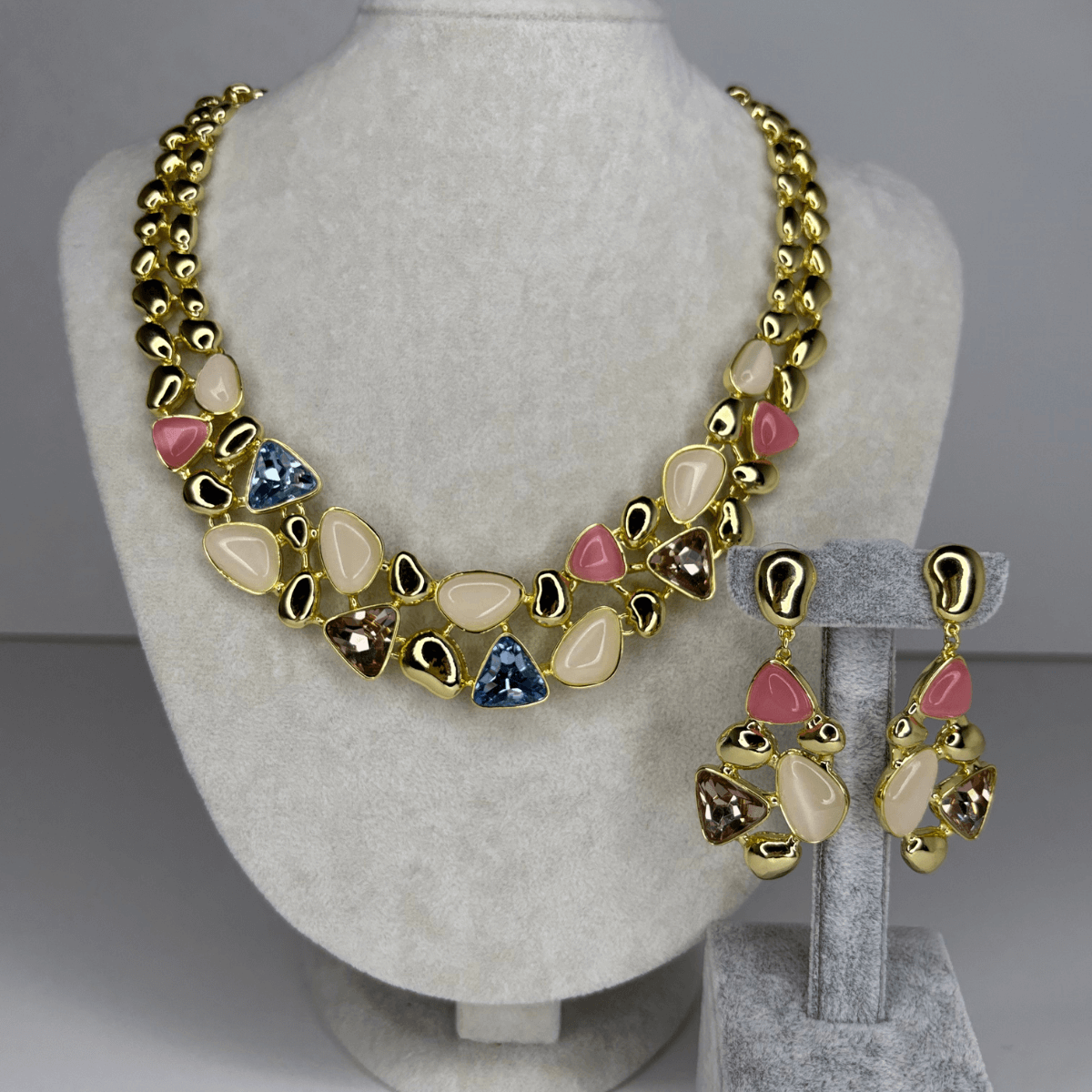 Rengarenk Parlak Geometrik Şekilli Gold Kalın Set