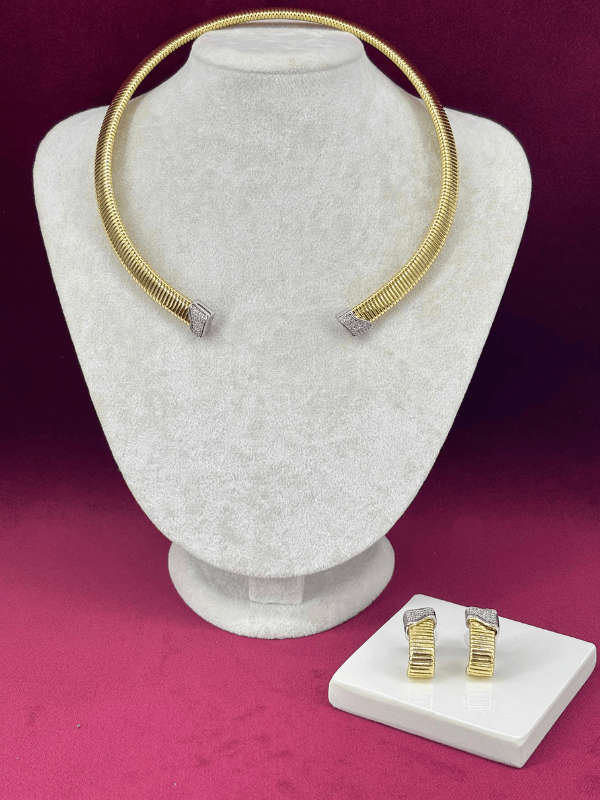 Çift Renkli Çizgili ve Taşlı Set