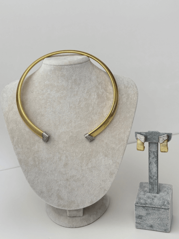 Çift Renkli Çizgili ve Taşlı Set