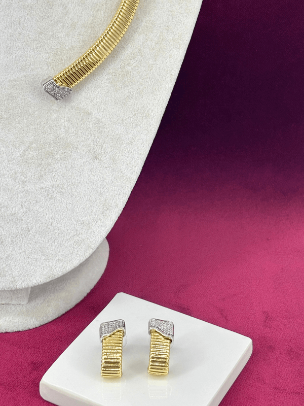 Çift Renkli Çizgili ve Taşlı Set