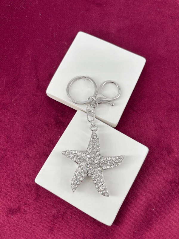 Minik Taşlı Silver Renkli Denizyıldızı Figürlü Çanta Aksesuarı