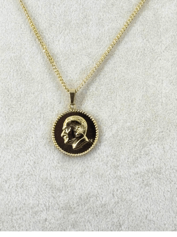 14 K Renginde Atatürk Kabartmalı Gold Kolye 60 cm