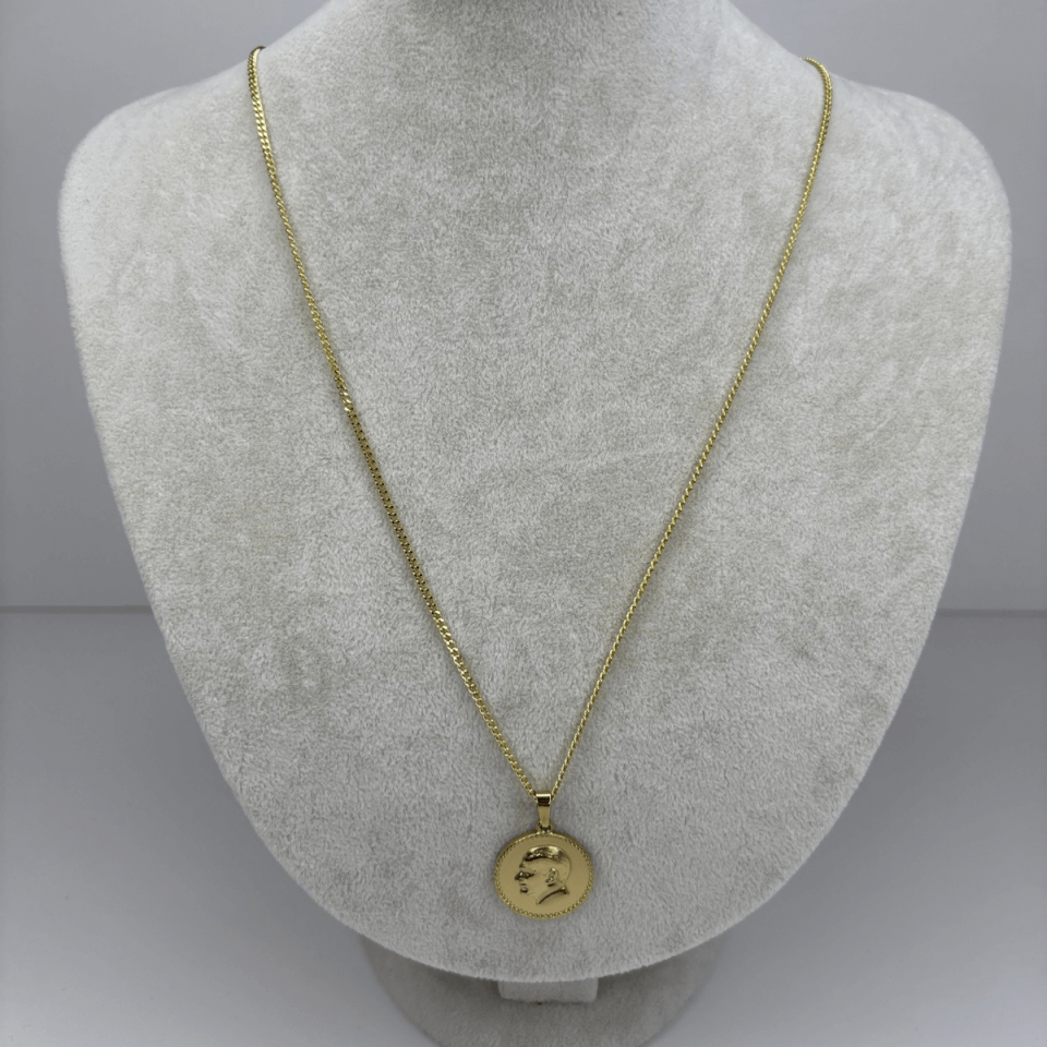 14 K Renginde Atatürk Kabartmalı Gold Kolye 60 cm