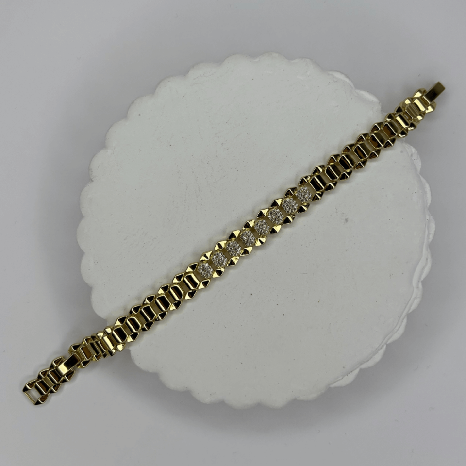 Çift Renkli Birbirine Geçmeli Taşlı Bileklik