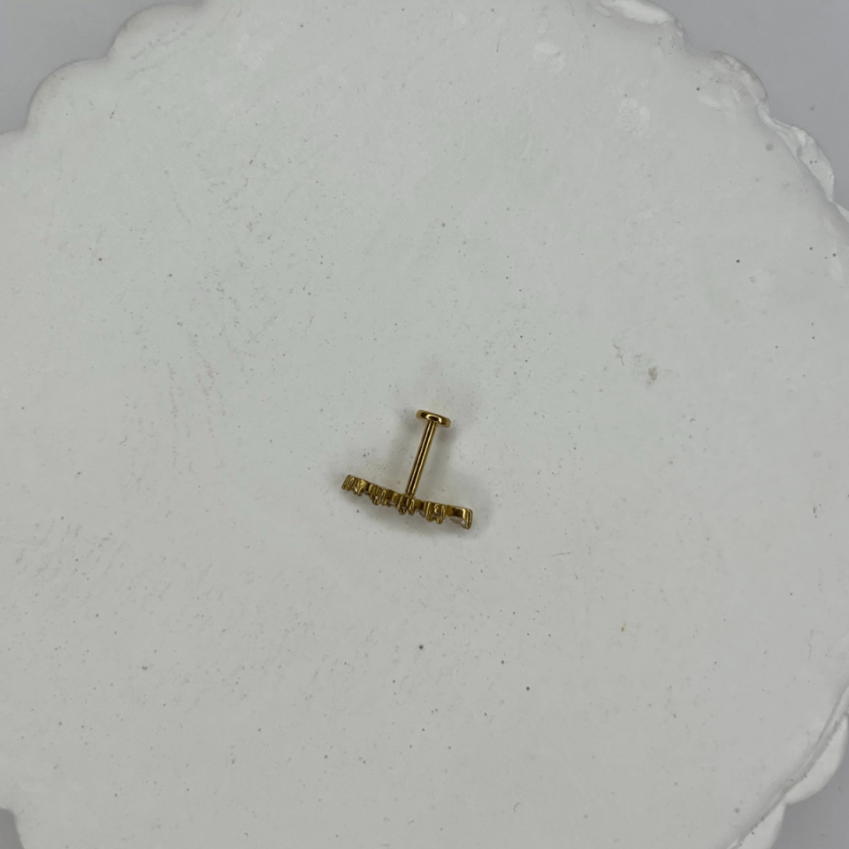 Taşlı Yaprak Detaylı Gold Piercing