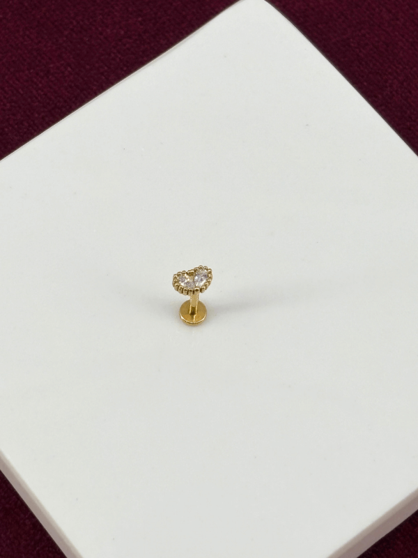 Minimal Çift Taşlı Gold Piercing