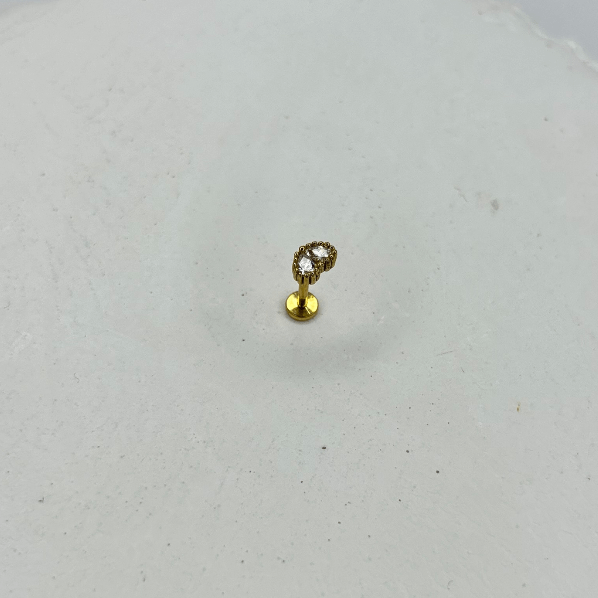 Minimal Çift Taşlı Gold Piercing