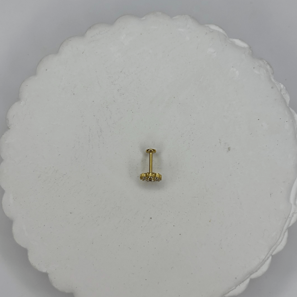 Güneş Şekilli ve Taşlı Gold Piercing