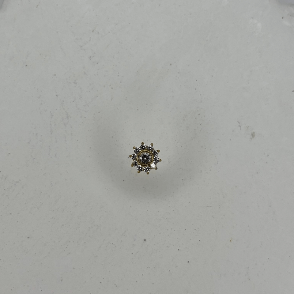 Güneş Şekilli ve Taşlı Gold Piercing
