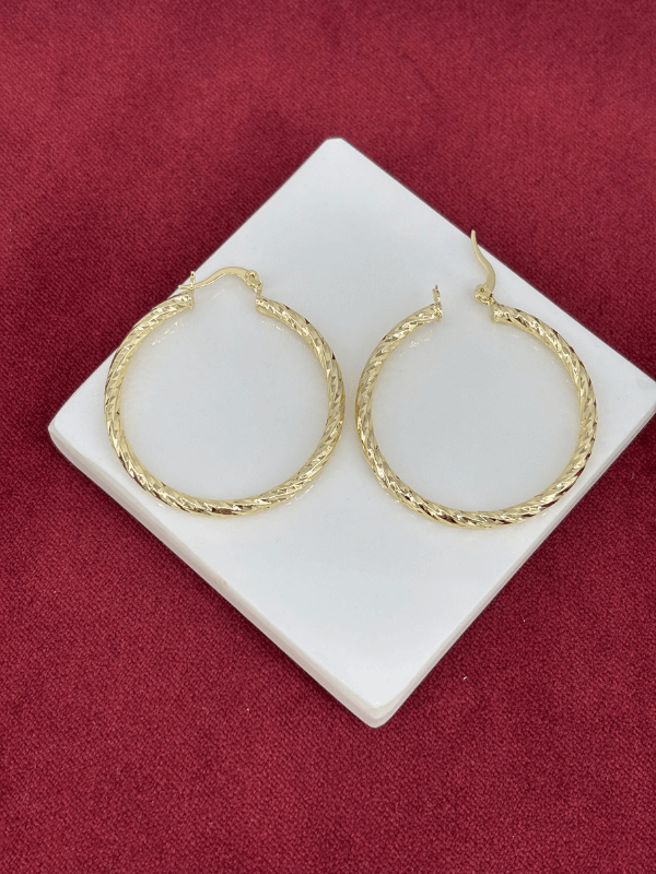 14K Altın Renkli Kalın Burgu Model Gold Halka Küpe