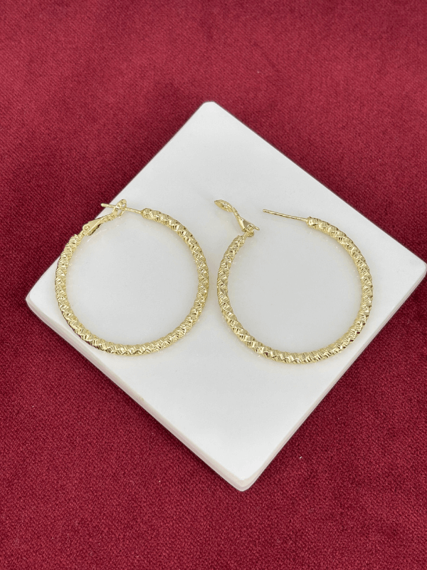 14K Altın Renkli İnce Burgu Model Gold Halka Küpe