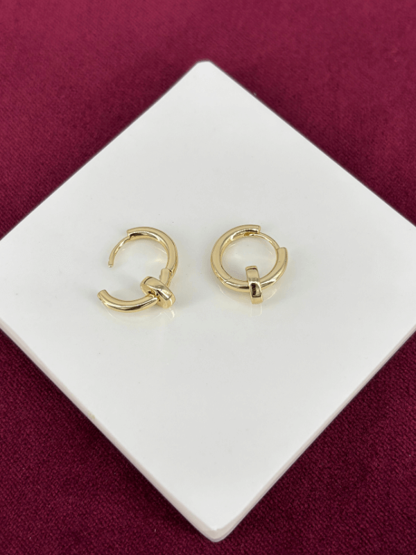 14K Altın Renkli İçiçe Geçen Minimal Gold Halka Küpe