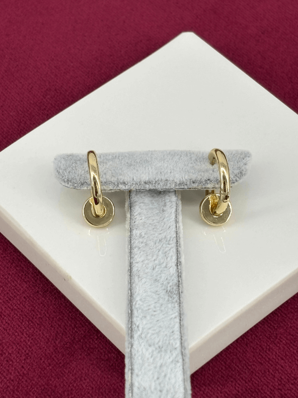 14K Altın Renkli İçiçe Geçen Minimal Gold Halka Küpe