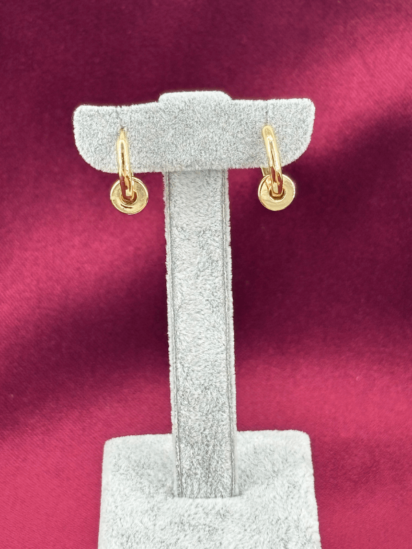 14K Altın Renkli İçiçe Geçen Minimal Gold Halka Küpe